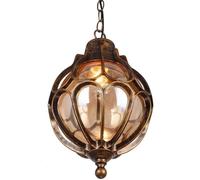 SLAWA Outdoor Pendant Lights for Porch, Vintage Exterior Hanging Lantern with Spherical Glass Lampshade, Bronze Aluminum Fixture for Gazebo, Entry, Yard