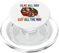 Slay All Day Gay All The Way Santa Sleigh Pride PopSockets PopGrip for MagSafe