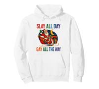 Slay All Day Gay All The Way Santa Sleigh Pride Pullover Hoodie