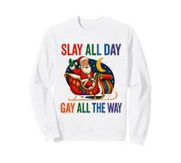 Slay All Day Gay All The Way Santa Sleigh Pride Sweatshirt