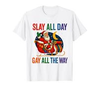 Slay All Day Gay All The Way Santa Sleigh Pride T-Shirt