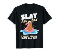 Slay All Day Sloth swimming T-Shirt