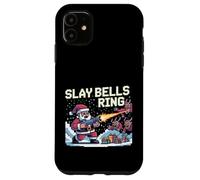 Slay Bells Ring Gamer Christmas Funny Pixel Santa Video Game Case for iPhone 11