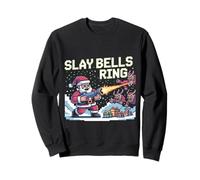 Slay Bells Ring Gamer Christmas Funny Pixel Santa Video Game Sweatshirt