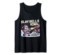 Slay Bells Ring Gamer Christmas Funny Pixel Santa Video Game Tank Top