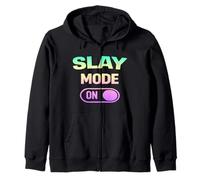 Slay Mode On Funny Baddie Girls Trips Zip Hoodie