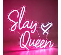 Slay Queen Neon Sign LED Slay Queen Neon Sign Light Up for Wall Decor, Dimmable USB Powered Neon Light for Bedroom Dressing Room Girl Aesthetic Room Dorm Decor Party Gifts 12”x10.23”