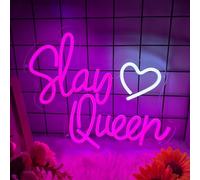 Slay Queen Neon Sign, Slay Queen Led Signs for Wall Decor, Dimmable Pink Neon Light Sign for Bedroom, Preppy Girl Aesthetic Room Dorm Decor, Neon Gift for Girls