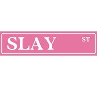 Slay St Tin Sign Preppy Room Decor Funny Pink Poster Street Sign Pink Room Decor For Teen Girls Aesthetic Coquette Street Signs For Bedroom Y2k Wall Art Cool Girl Aesthetic Stuff 4x16 Inch