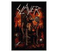 Slayer Patch Devil On Throne Band Logo new Official sew on (10 cm x 7 cm) in Black | Size: 10 cm x 7 cm Slayer Black 10 cm x 7 cm