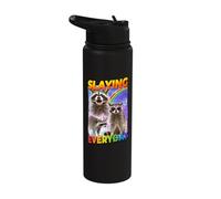 Slaying Everday Raccoon Stainless Steel Insulated Water Bottle