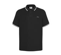 Slazenger Men's Polo Shirt, Short-Sleeved, Striped Details - Black - Large