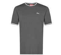 Slazenger Mens Tipped T Shirt Short Sleeve Crew Neck Tee Top Clothing Wear Charcoal Marl L