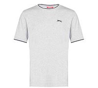 Slazenger Mens Tipped T Shirt Short Sleeve Crew Neck Tee Top Clothing Wear Grey Marl S