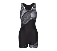 Slazenger Womens Lycra® Xtra Life Boyleg Swimsuit Black/Grey 10