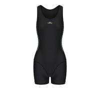 Slazenger Womens PL Boyleg Swimsuit Black/Green/Yellow 14
