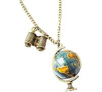 SLCHJX 1Pcs Vintage telescope Globe Necklace Planet Earth World Map Art Pendant Ball Chain Sweater Long Necklace