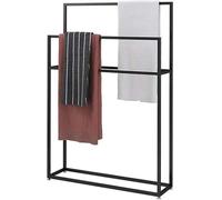 SLCHJX 2-Tier Freestanding Towel Rack - Stylish Towel Holder for Bathroom Kitchen Laundry Bedroom - Space-Saving Towel Bar Stand (White 65x20x110cm)