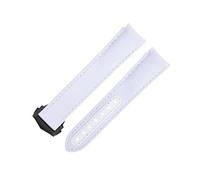 SLCHJX 20mm New White High Density Nylon Cowhide Watchbands Fit For Omega Strap For AT150 Seamaster 300 Planet Ocean De Ville Speedmaster Curved End Watch Band