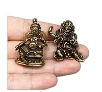 SLCHJX 2pcs retro brass Mahakala Buddha statue 3.4cm creative Huang Wealth God home tea pet offering ornaments, Yellow, 5410146931031