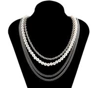 SLCHJX 4 Pcs Pearl Beads Thick Link Chain Choker Necklace Set Men/Women Hip Hop Multi Layered Necklace Chain on the Neck Jewelry