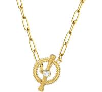 SLCHJX Accessories Flower Toggle Necklace for Women, 925 Sterling Silver Charms Flower Toggle Clasp Choker Shell Inlay Toggle Paperclip Chain - Circle, Heart Pendant Necklace