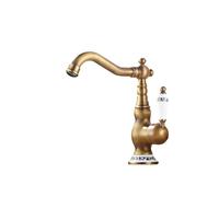 SLCHJX Antique Brass Basin Sink Faucet Hot Cold Tap Single Handle Deck Mount Bathroom Brass Rotation Faucets Antique Short A