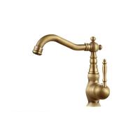 SLCHJX Antique Brass Basin Sink Faucet Hot Cold Tap Single Handle Deck Mount Bathroom Brass Rotation Faucets Antique Short A
