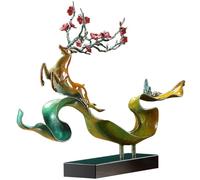 SLCHJX Attract Wealth Statue Ornament Creative Copper Sika Deer Desktop Ornaments Home Living Room Handmade Statue Crafts Office Bookcase Display Cabinet Wealth Decor