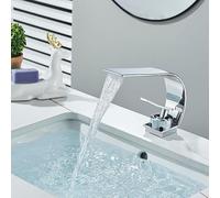 SLCHJX Bathroom Basin Faucet Waterfall Spout Tap Bend Deck Mount Single Hole Single Handle Cold Hot Water Mixer Washingtub Crane (Color : Chrome)