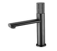 SLCHJX Bathroom Sink Faucet, Brass Single Holder Hole Modern Deck Mounted Hot and Cold Water Mixed Type Bathroom Basin Faucet (Color : Matt Black)