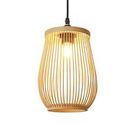 SLCHJX Chandelier, Classic Japanese Chandelier Bamboo Lantern Pendant Lamp, Retro E27 Hanging Light Ceiling Lighting Fixture for Living Room Bedroom Restaurant Cafe Bar Dining Room Club(9.8in)