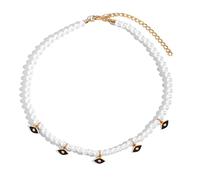 SLCHJX Fashion Shiny Turkey Evil Eye Pearl Necklace For Women Boho Cute EvilEye Pearl Beads Chain Necklaces Female Choker Jewellery Gift