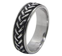 SLCHJX Fashion Twist Braid Ladies Ring 316L Stainless Steel Men Cool Ring Statement Vintage Braided Knot Viking Titanium Ring Jewelry Gift