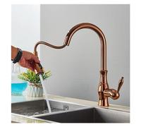 SLCHJX Faucet, Rose Golden Retro Kitchen Sink Faucet Deck Mount Retractable 2 Model Spout Single Hole Cold Hot Water Mixer Washing Tub Crane