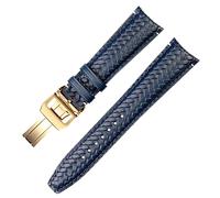 SLCHJX For IWC IW344205 Portuguese Chronograph Pilot Portofino Folding Buckle Strap 22mm Woven Cowhide Leather Watchband