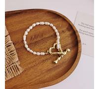 SLCHJX French Freshwater Pearl Restoring Ancient Ways OT Clasp Heart-Shaped Necklace Clavicle Necklace Personality Joker Chain Gift