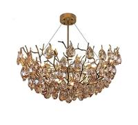 SLCHJX Golden Crystal Chandelier, Modern Round Copper Chandelier Compatible with Luxury Villa, Living Room, Dining Room.,Ceiling Light Fixture Suspended