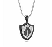 SLCHJX Hip Hop Necklace Men Personalized Trendy Retro Shield Stainless Steel Pendant Chain Ins Style Minimalist Necklace Gift