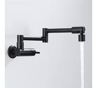 SLCHJX Kitchen Faucet Wall Mounted Cold Water Only Kitchen Sink Faucets Brass Swivel Folded Single Hole Wall Mounted Faucets-Black(Black)