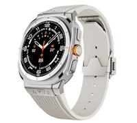 SLCHJX Luxury Metal Curved End Silicone Strap for Galaxy Watch 7 Ultra 47mm Sport Band for Galaxy 7 Ultra 47mm No Gaps Bracelet