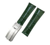 SLCHJX Metal End Genuine Leather Watchbands，For Daytona SUB Submariner GMT Master Yacht 20mm Watch Strap Green Blue Black Band 17.5-18.5cm Wrist