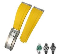 SLCHJX Metal Link Rubber Watchband Curved End 20mm Sport Strap for Daytona GMT Watch Yacht Master Submariner Fashion Green Belt
