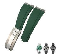 SLCHJX Metal Link Rubber Watchband Curved End 20mm Sport Strap for Daytona GMT Watch Yacht Master Submariner Fashion Green Belt