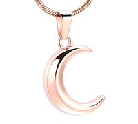 SLCHJX Moon Cremation Jewelry Memorial Keepsake Pendant-Stainless Steel Moon Urn Pendant Necklace for Ashes