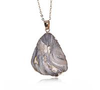 SLCHJX Natural Irregular Raw Pendant Stone Necklace For Men Women Milky Way Rough Reiki Crystal With Gold Edge Jewelry Yoga Gift