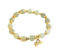 SLCHJX Natural Strawberry Gemstone Bead Bracelets for Girls Design Sense Crystal Bracelet Strawberry Crystal Buddha Girls Hand Cord Temperament Jewellery Shell Chain Women, 3-green, One Size