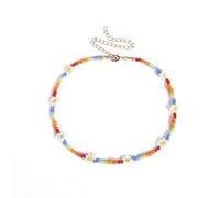 SLCHJX New Korean Sweet Colorful Little Daisy Acrylic Flowers Boho Beaded Clavicle Necklaces for Women Girls Jewelry