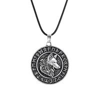 SLCHJX Nordic Viking Pirate Odin Mount Celtic Wolf Necklace Navin Pendant for Men Retro Rune Punk Necklaces Male Jewelry