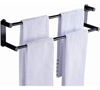 SLCHJX Over-the-Door Towel Rack - 41cm Double Towel Holder for Kitchen Cupboard - No Drill Bath Towel Shelf 71cm Black - Space-Saving & Easy Installation